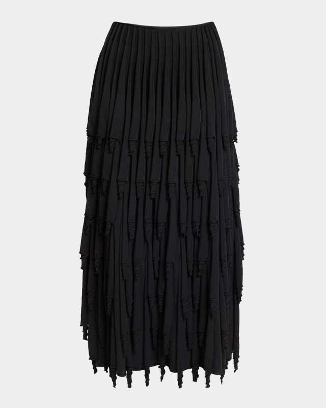 Silk-Blend Knit Layered Skirt